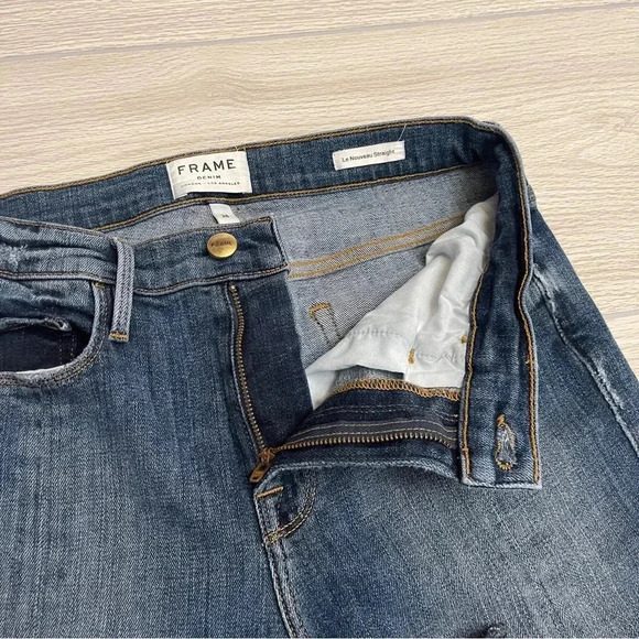 Frame Denim Le Nouveau Straight Split Front Sheffield Raw Hem Jeans Size 28 - Picture 8 of 16
